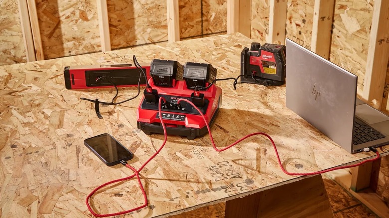top-off tool powering a selection of equipment on jobsite