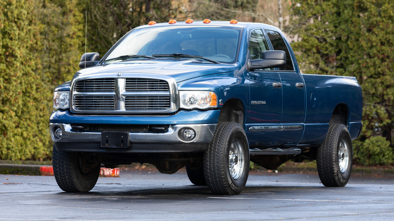An old 2005 version of the Dodge RAM 3500 pickup truck that used the Cummins 5.9