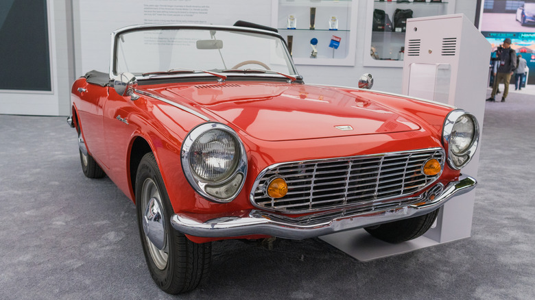 Vintage red Honda S600 on display at 2019 Los Angeles Auto Show
