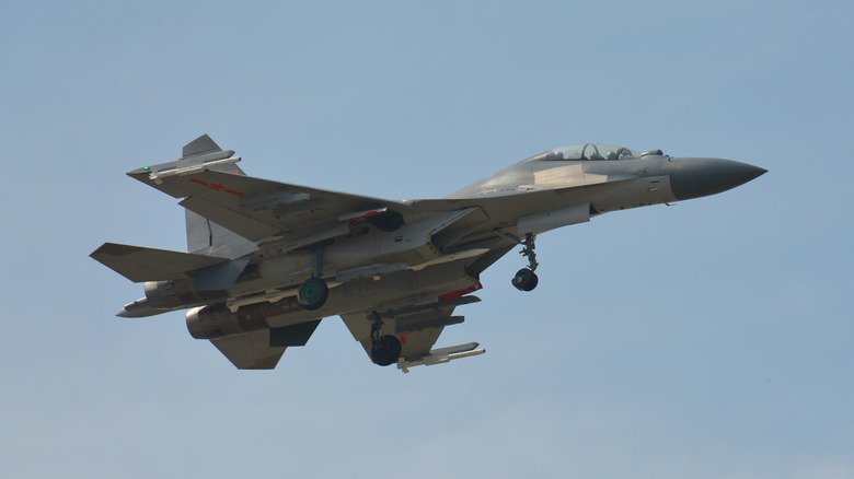 A Shenyang J-11 flying