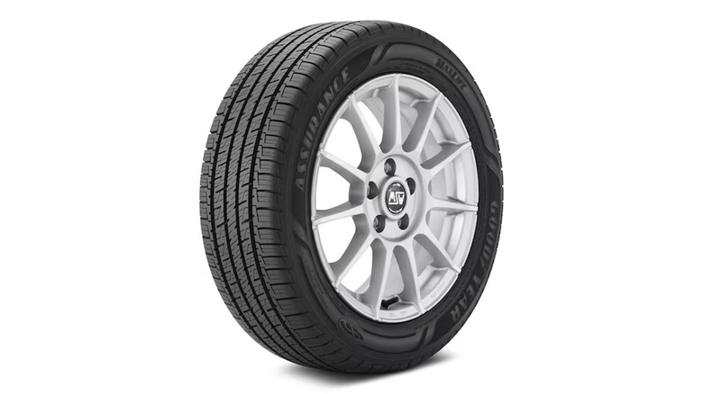 A stock image of a Goodyear Assurance MaxLife tire
