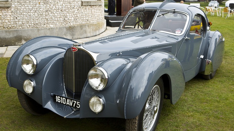 blue 1938 Bugatti Type 57 Atlantic