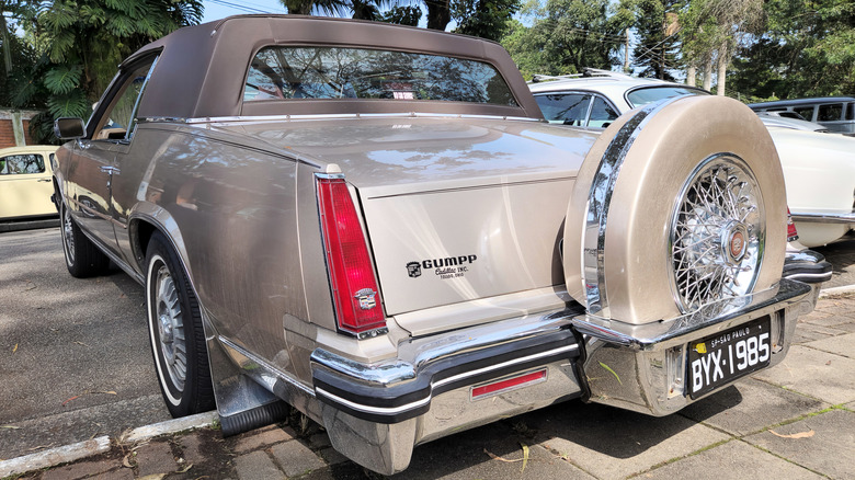 Rear of classic car Cadillac Eldorado V8-6-4 parked in Jacques Cousteau Park in Interlagos São Paulo
