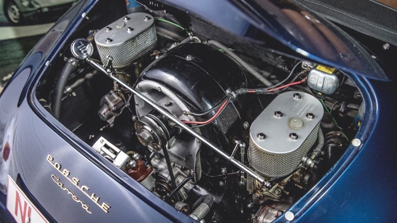 The Fuhrmann engine at the rear of the 356 A Cabriolet