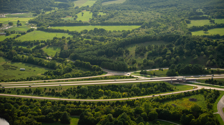 Aerial view of I49 in Arkansas