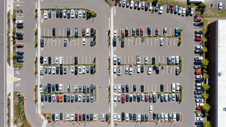 Aerial view of parking lot in Oregon