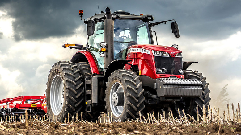 A red MS 8700 S on a farm field