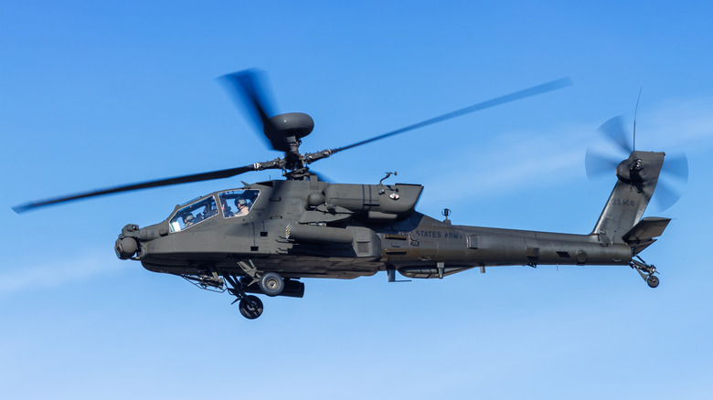 Apache helicopter in flight