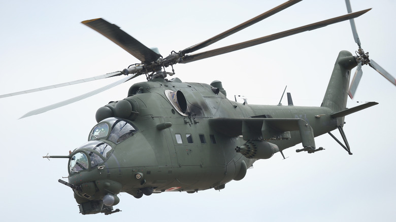 MIL Mi-24 Hind attack helicopter in flight