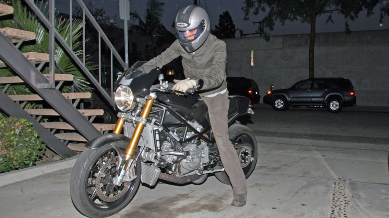 Brad Pitt on a motorcycle