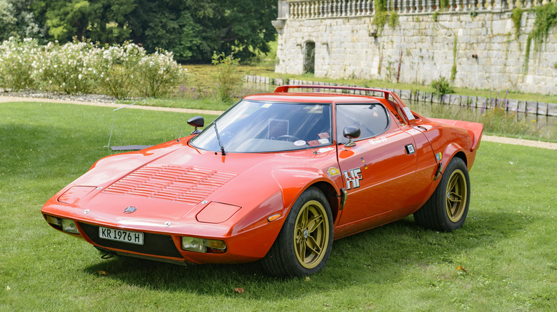 Red Lancia Stratos HF Stradale rally homologation special car