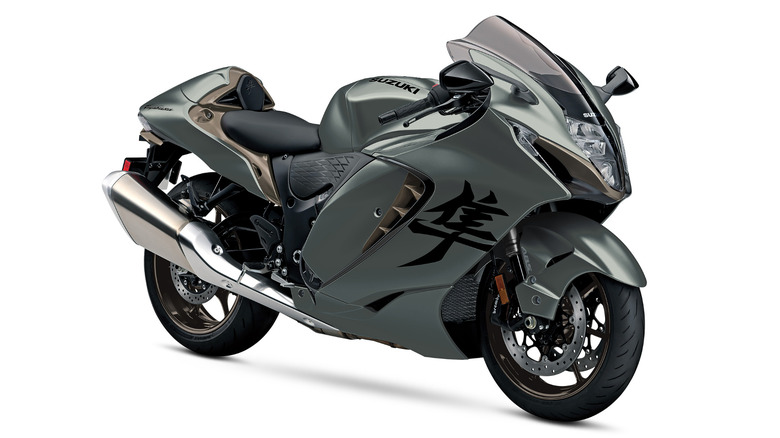 Gray Suzuki Hayabusa on a white background