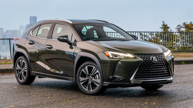 2020 Lexus UX with city skyline