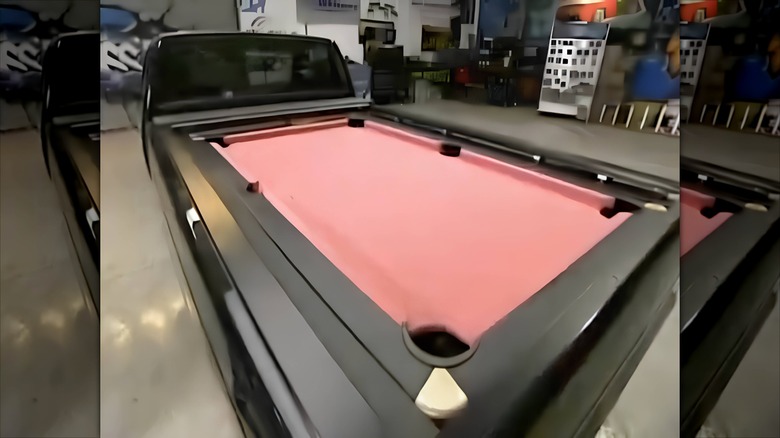 Pool table on back of truck