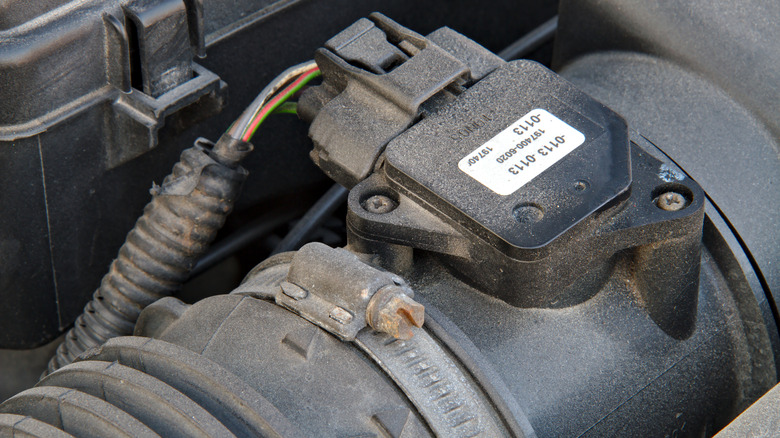 A mass air flow sensor on a vehicle