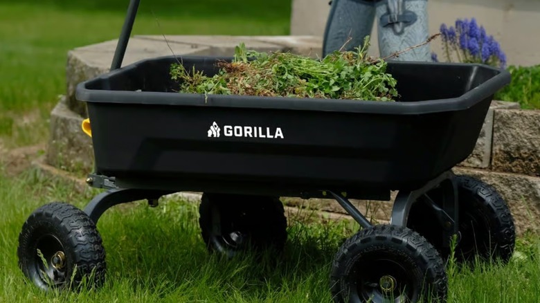 filling up Gorilla Cart with plant material