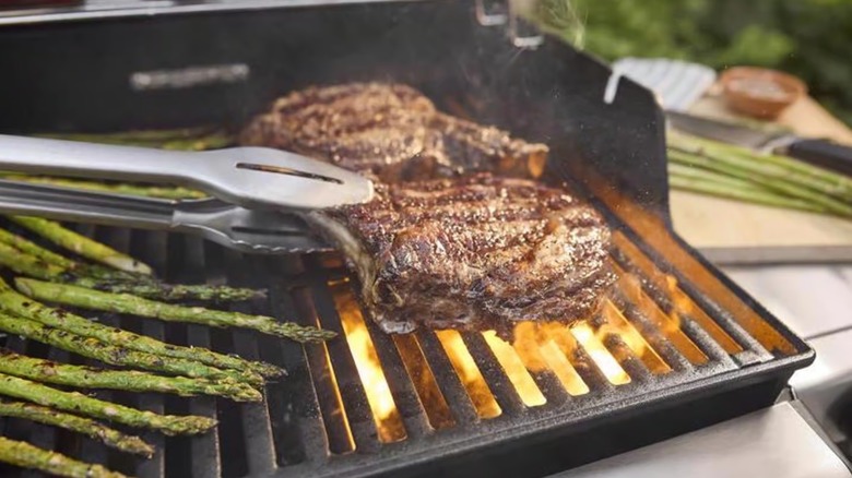 closeup of Weber grill in action