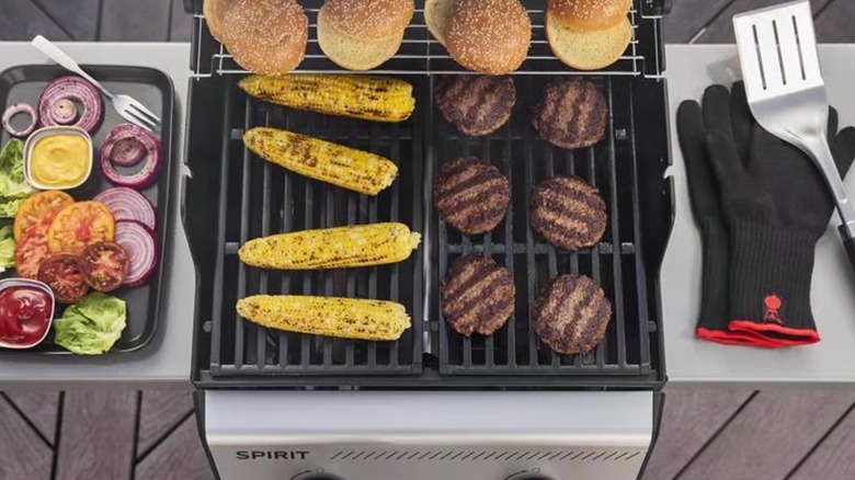 overhead view of Weber grill