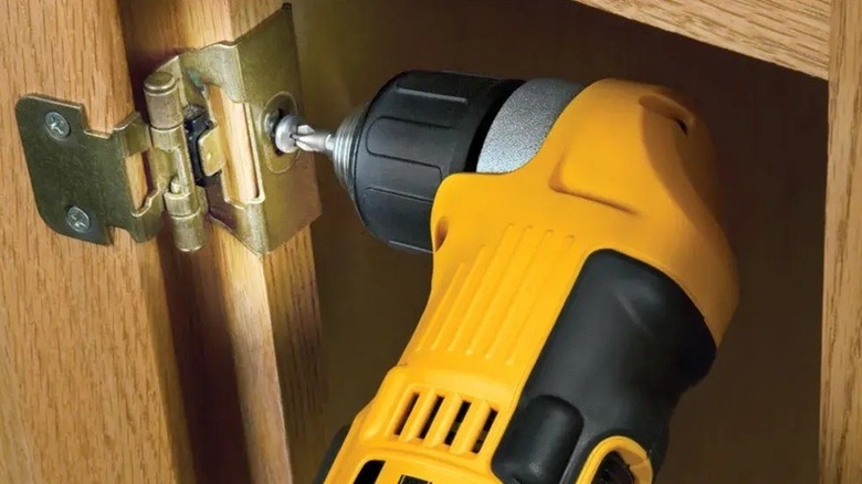 Close up of DeWalt right angle drill