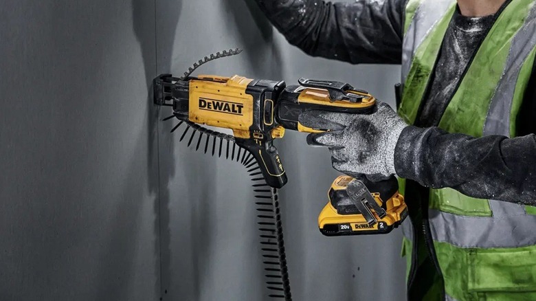 DeWalt screw gun with collated screw attachment