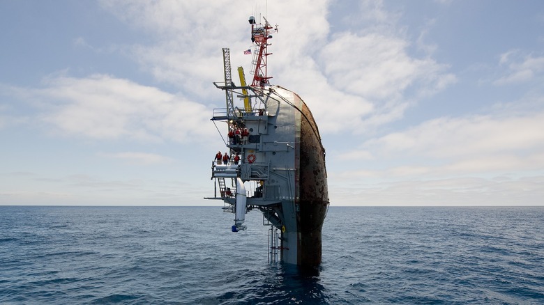 The R/P FLIP in its 90-degree orientation, hiding 300 feet underwater