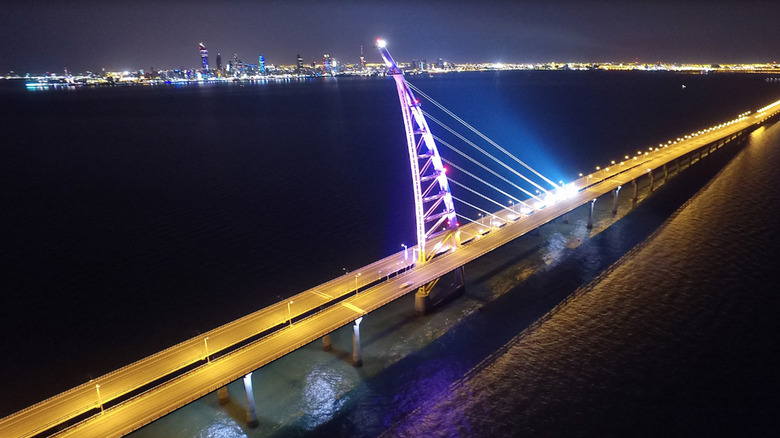 A top-down view of the Sheikh Jaber Al-Ahmad Al-Sabah Causeway.