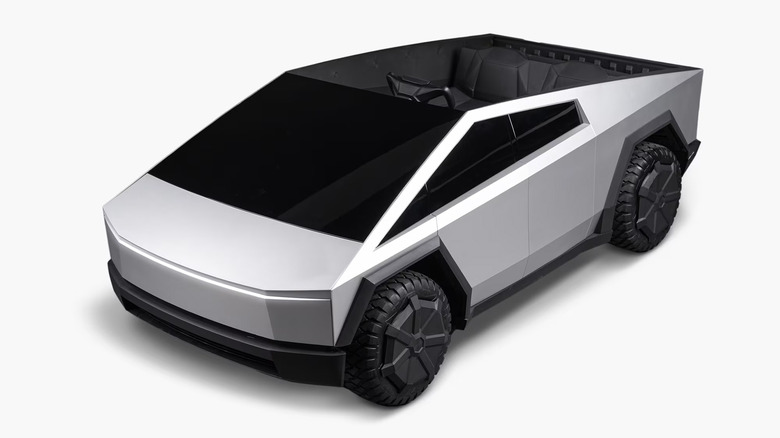 A stock image of a Tesla Cybertruck built for kids.