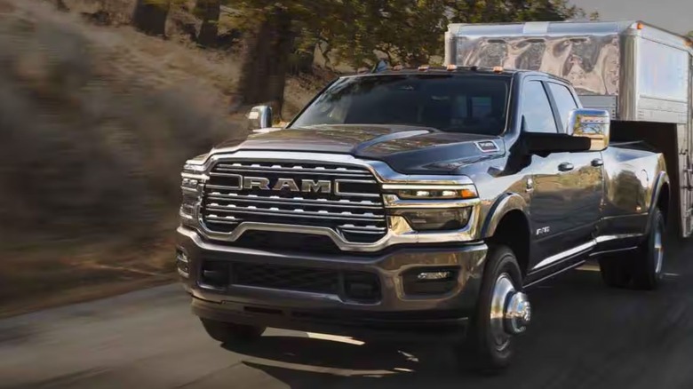 2026 Ram 3500 truck pulling trailer