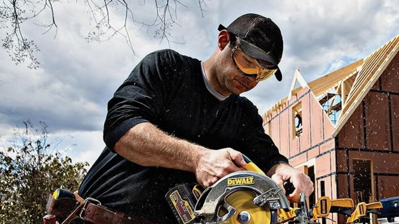 Man wearing safety goggles