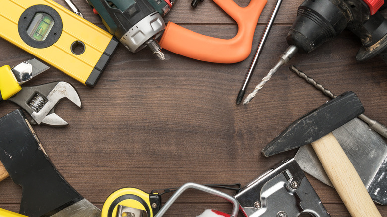 tools arranged on table