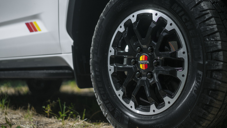 Close-up of 2025 Toyota Tundra TRD Pro front wheel