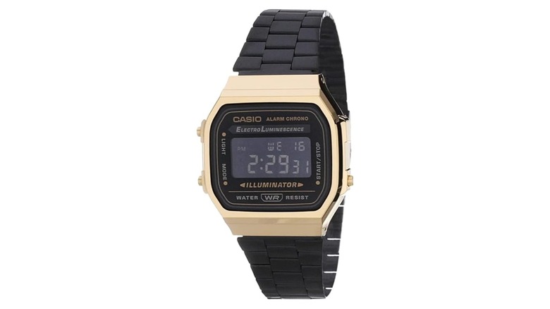 An A168W Casio watch on display