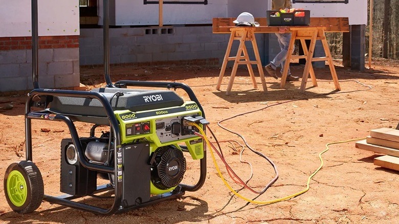 Close up of Ryobi gas generator