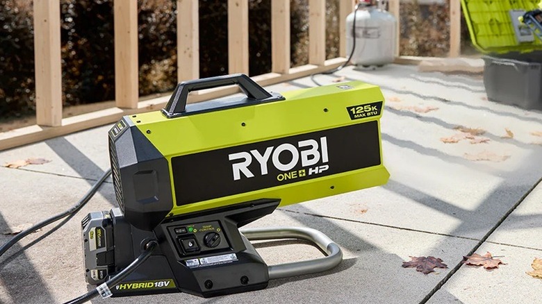 Close up of Ryobi propane heater