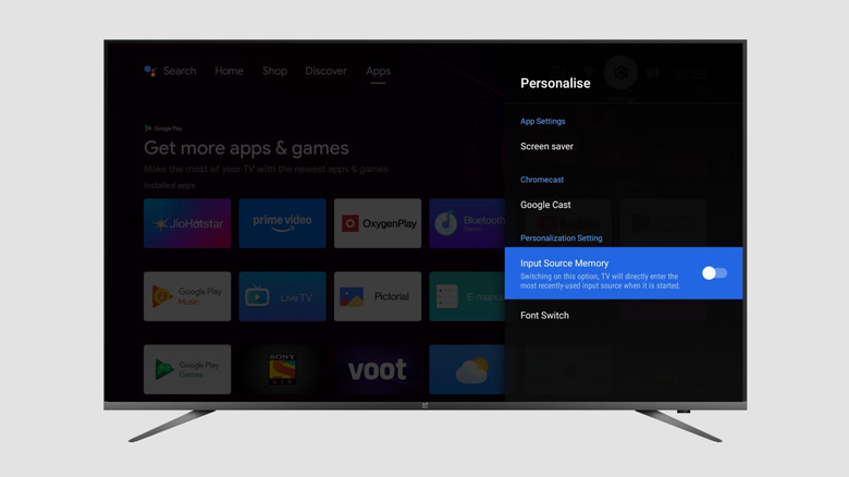 Save input source on a TV
