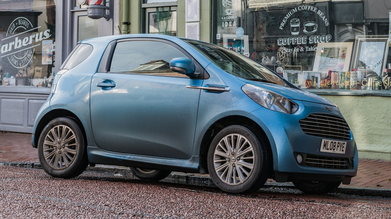 Aston Martin Cygnet in an English village