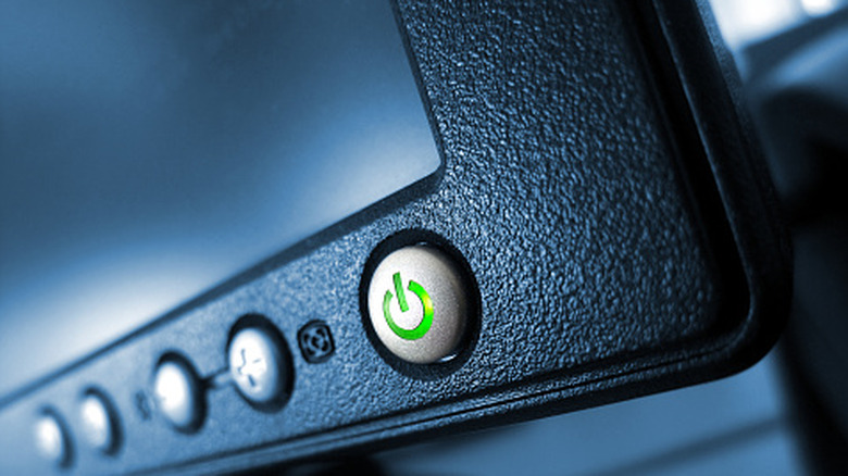 Closeup of power button on a computer monitor