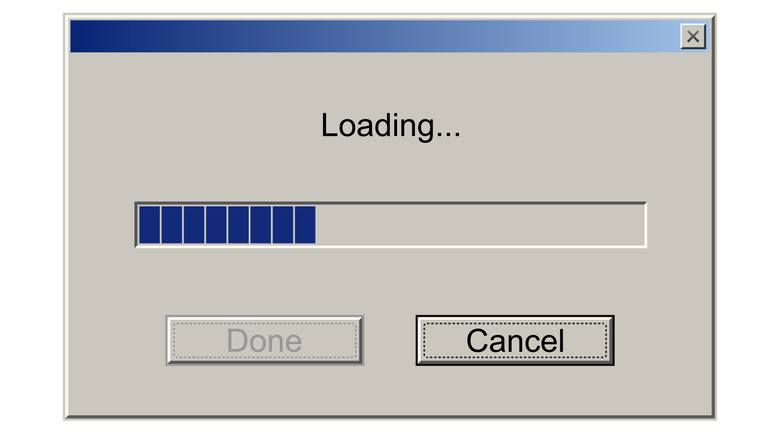Old-fashioned loading popup on computer