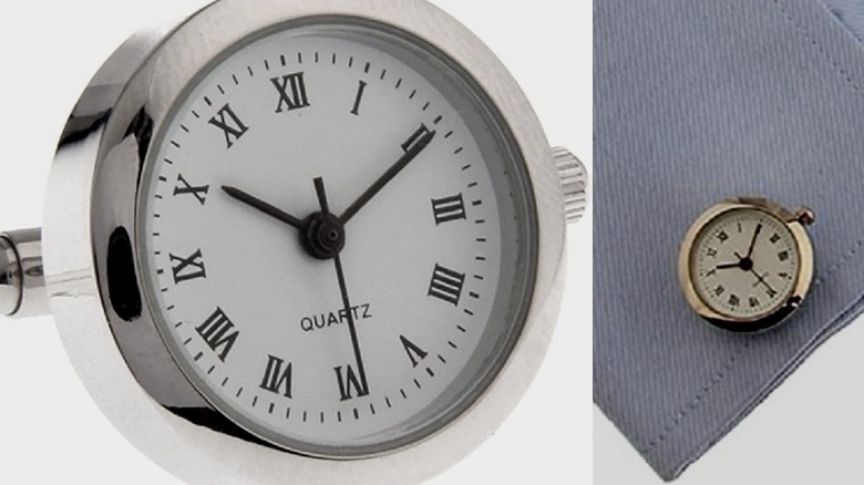 A pair of watch cufflinks