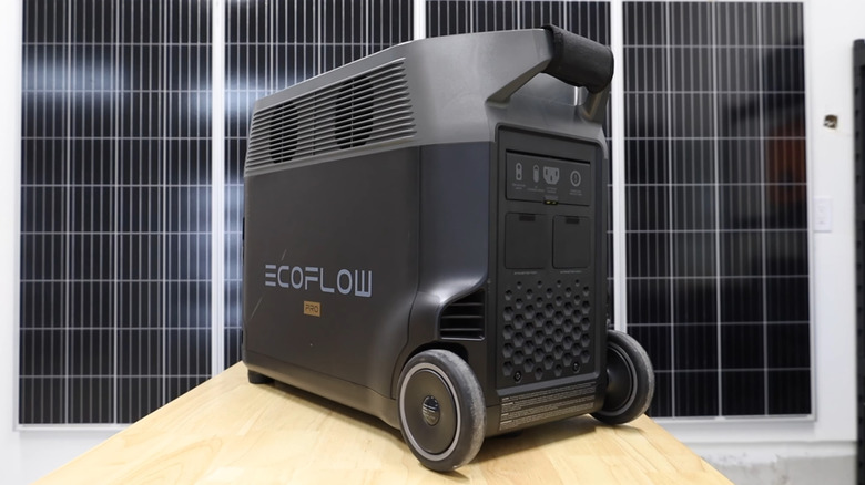 A close up of the EcoFlow DELTA Pro Battery Solar Generator