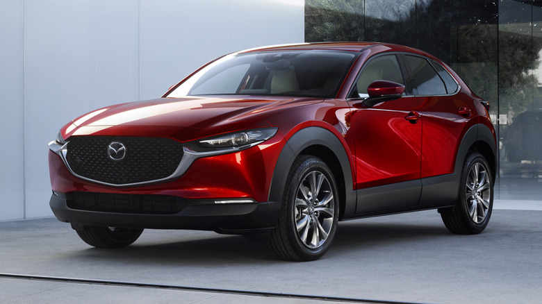 Mazda CX-30 at a modern high-end house