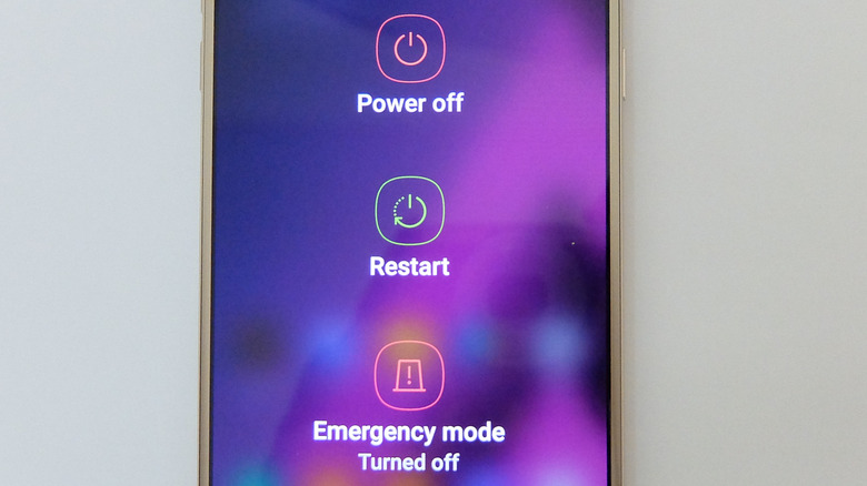 The restart option on an Android phone 