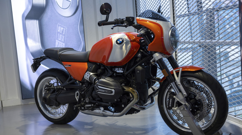 Orange BMW R 12 S on display