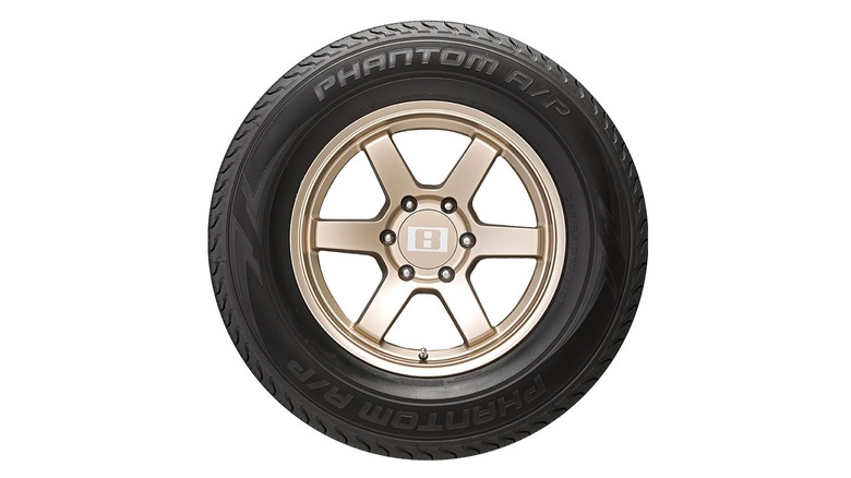 Phantom tire against white background