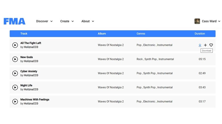 FMA pop music selection