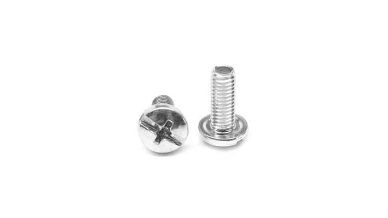 Close up of two combination head screws
