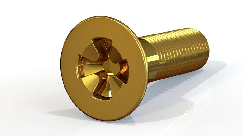 Close up of a CGI representation of a flat head screw