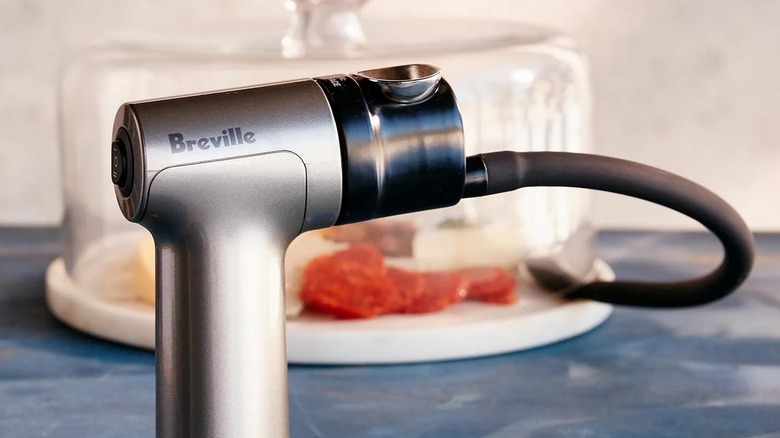 Breville BSM600SIL smoking gun with food