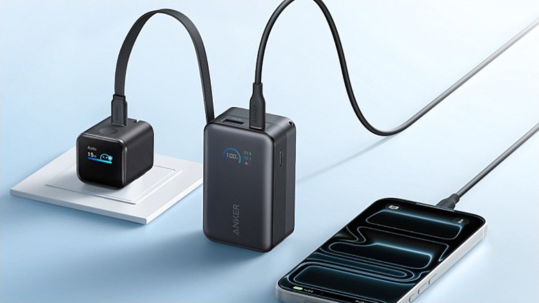 Power bank charging multiple devices at once.