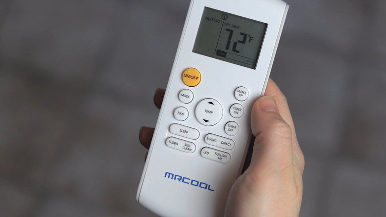 MRCOOL air conditioner remote with Follow Me button